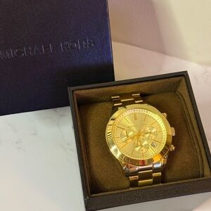 Michael Kors Slim Runway Stainless Chrono Watch Orig. $295 -Tags, Box, Links Inc